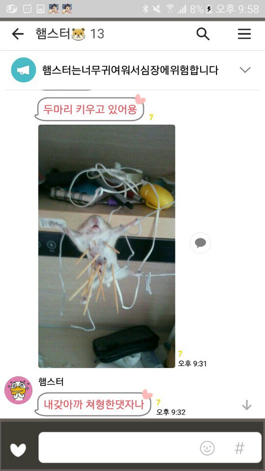 햄스터 학대 사진 유포