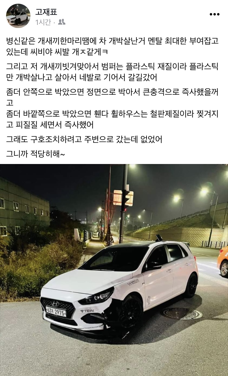강아지를 차로 친 뒤 해당 영상을 배포하고 혐오 발언을 난무하였습니다.