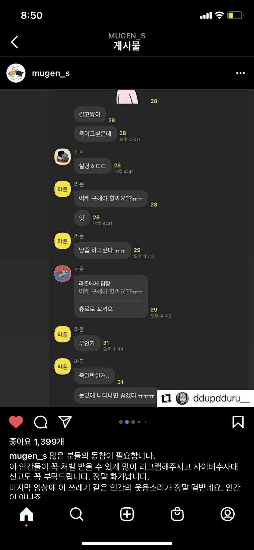 카톡 오픈채팅 고양이 학대 사건
