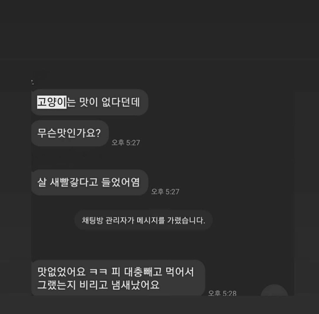 카카오톡 오픈채팅방 고양이학대