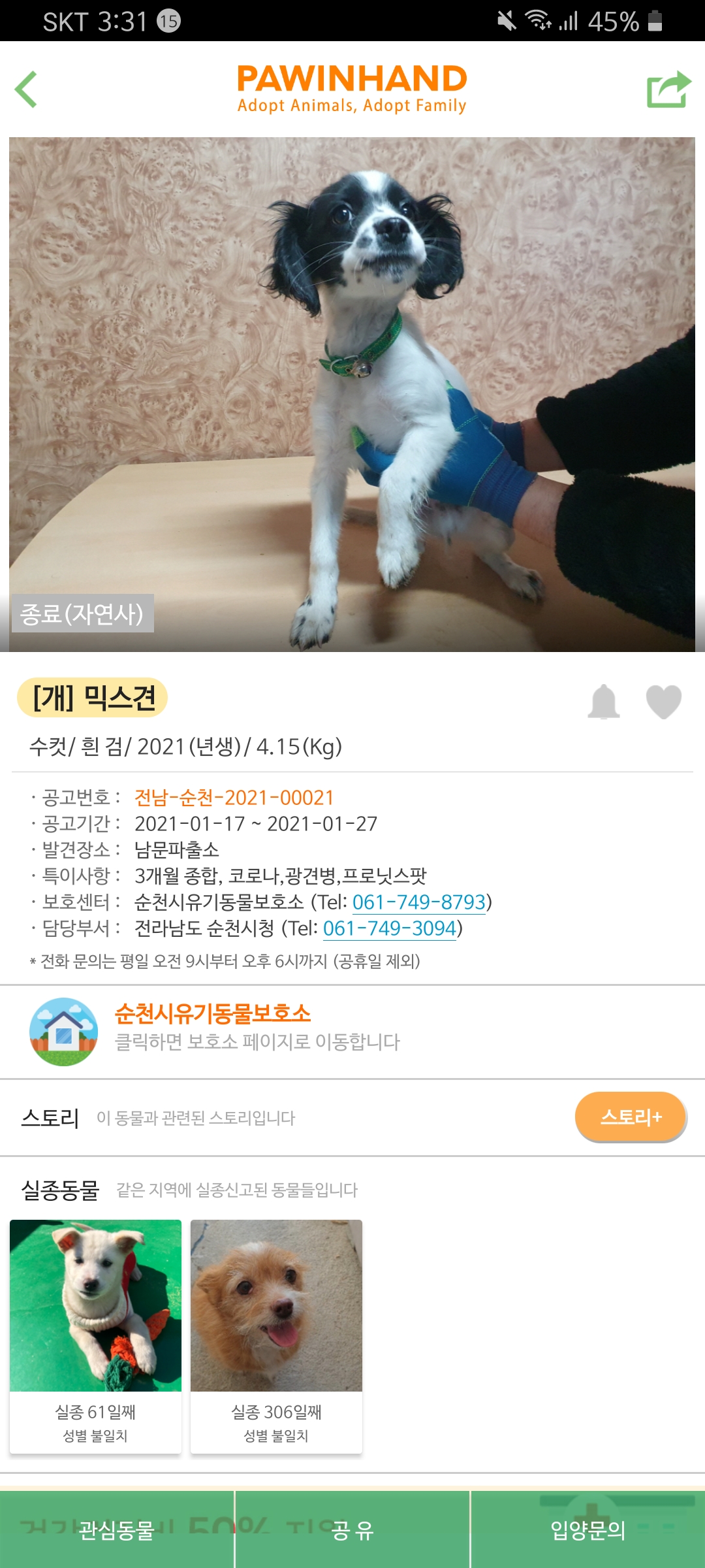 순천시 유기동물보호소의 관리 실태에 관해 제보드립니다.