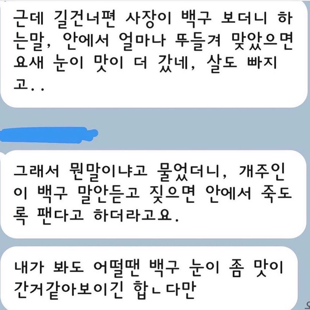 짖으면 장대로 죽도록 두드려 맞는 백구입니다