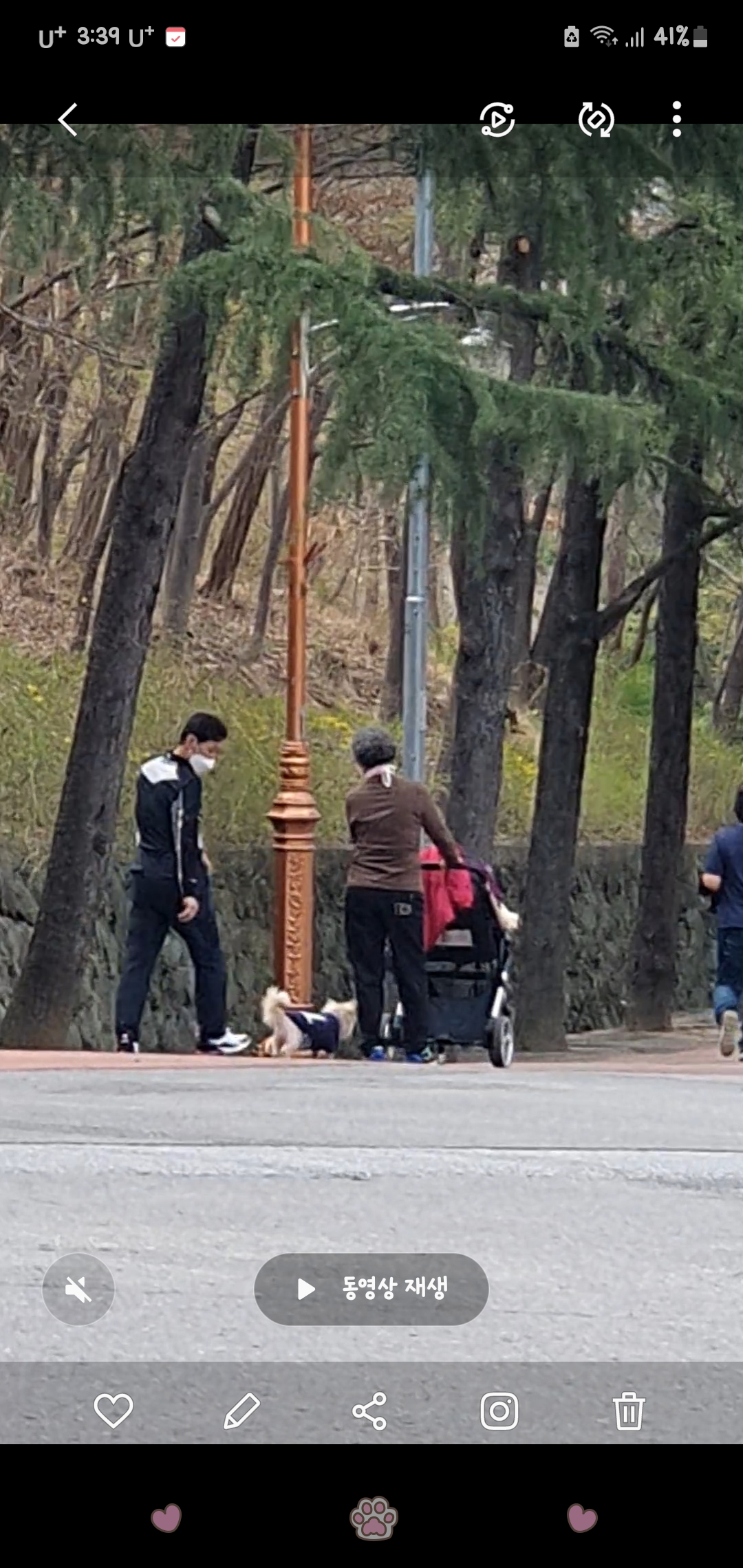 할머니가 다리가불편해보이는아이를 발과손으로 밀며억지로데려갑니다.지속된학대의심됩니다.