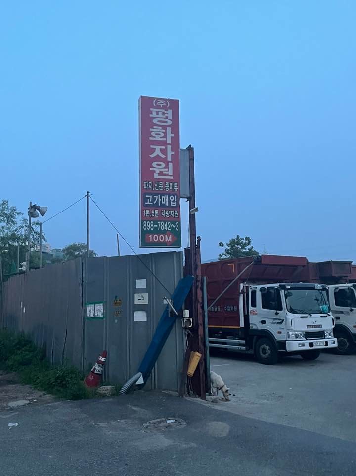 폐지 수거장 입구에 짧은 목줄에 묶여 밥, 물, 가림막 없이 학대 당하고 있는 개를 구해주세요!!!