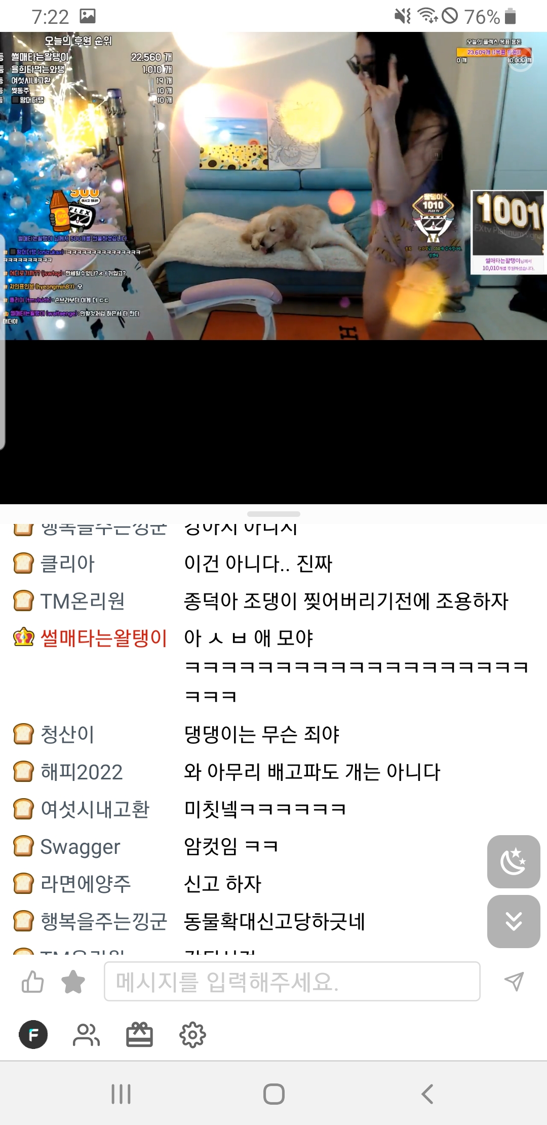 플렉스 티비 / bj 개와 유사 성행위 방송 장면
