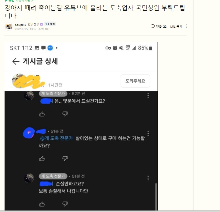유투버 (개도축 전문가) 신고