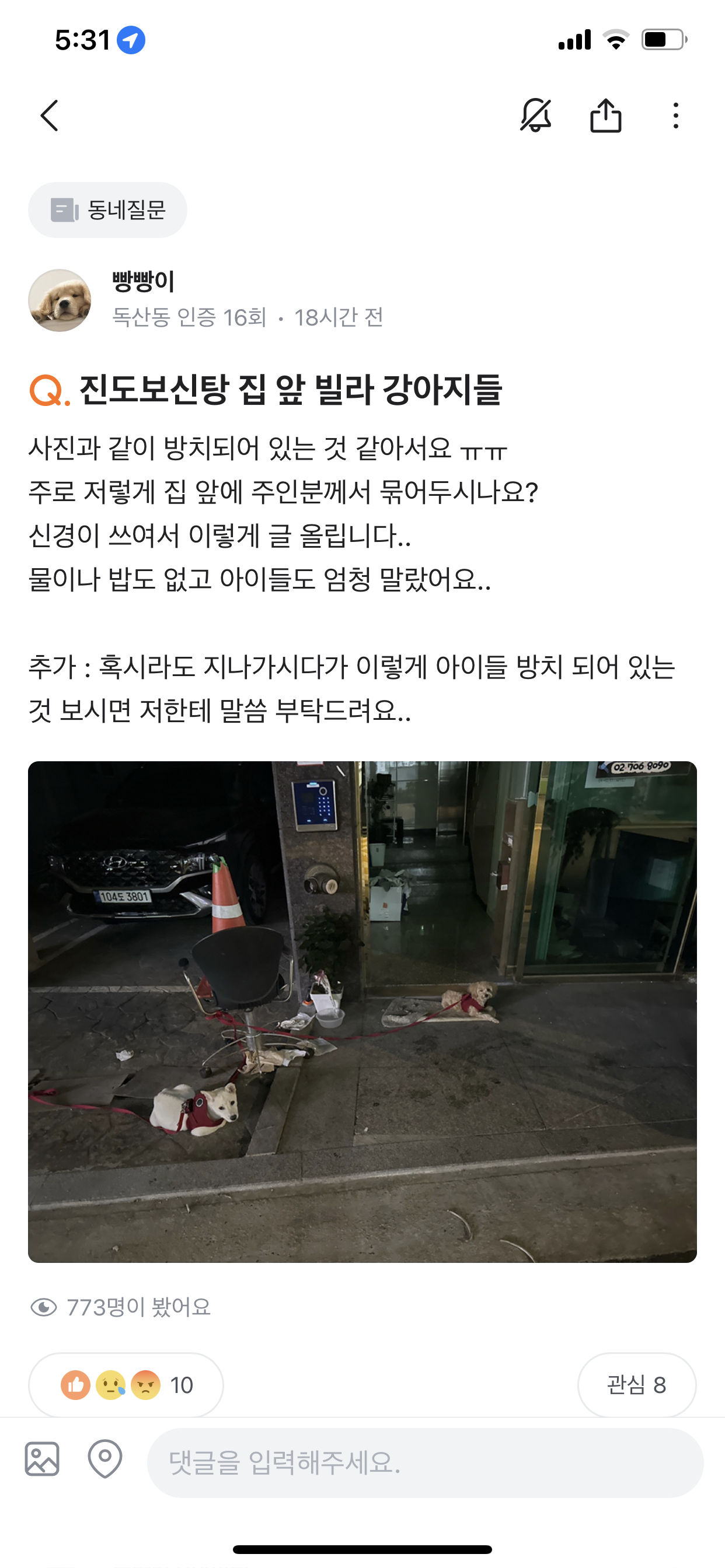 강아지 방치 및 호더 의심