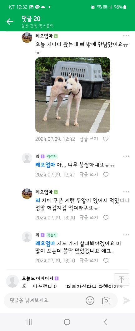 폭우에 밖에서 방치